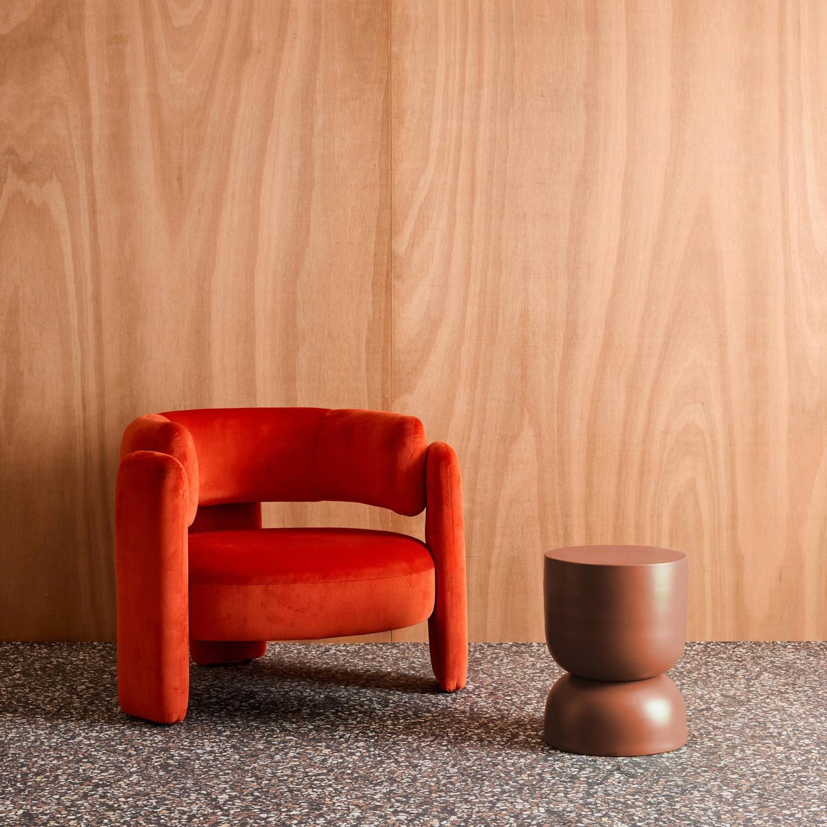 Table d'appoint, bout de canapé, table de chevet métal Ø32 x H42cm MADI terracotta, SWEEEK
