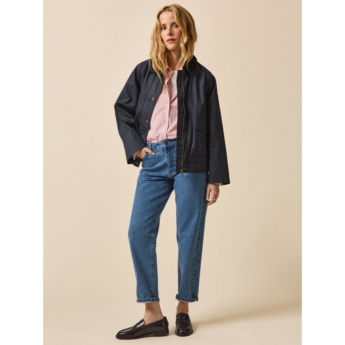 Veste coton enduit marine, CYRILLUS