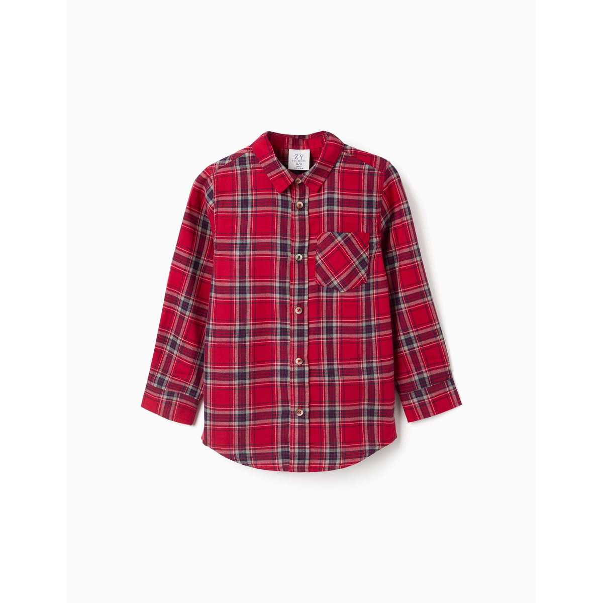 Chemise à manches longues en flanelle à motif à carreaux rouge, ZIPPY