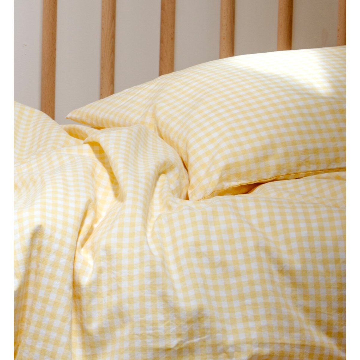 Taie d'oreiller en percale de coton bio, VICHY vichy tournesol, KADOLIS