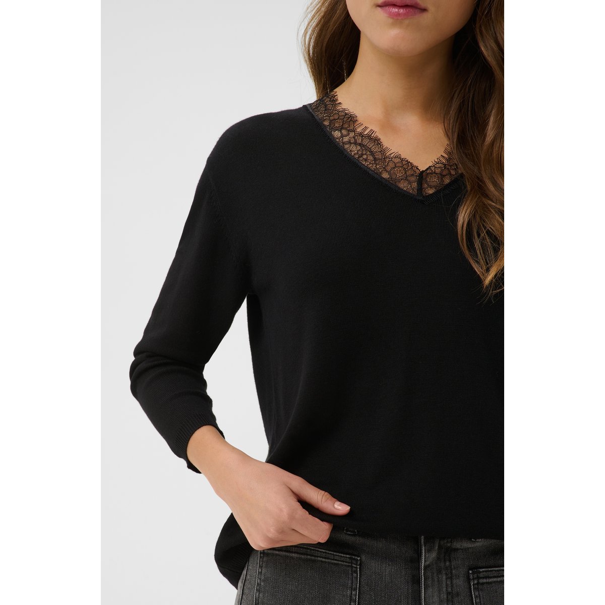 Pullover tricoté noir black deep, KAFFE