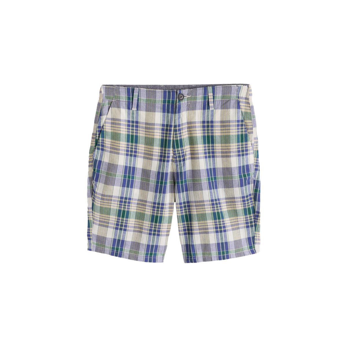 Short chino en coton à carreaux madras ivoire/bleu, NEXT