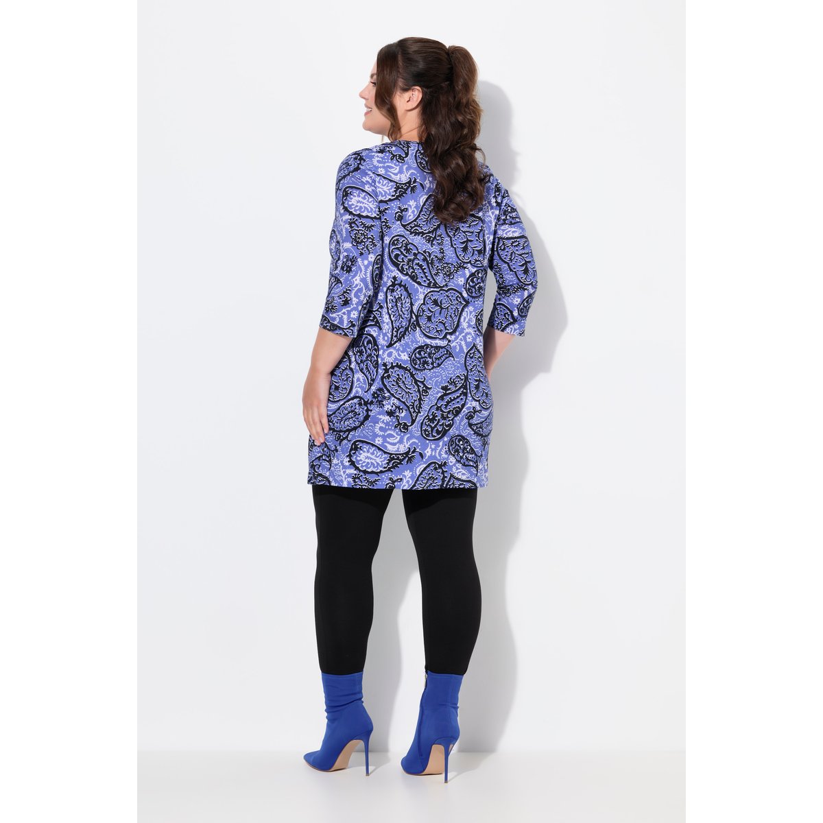 T-shirt long motif cachemire marine, ULLA POPKEN