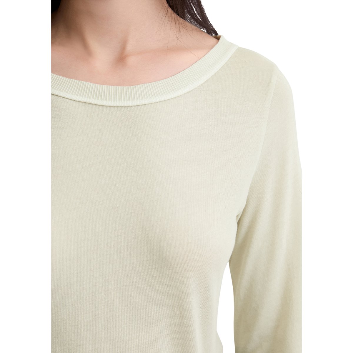 T-shirt long régulier en coton organique beige, MARC O'POLO