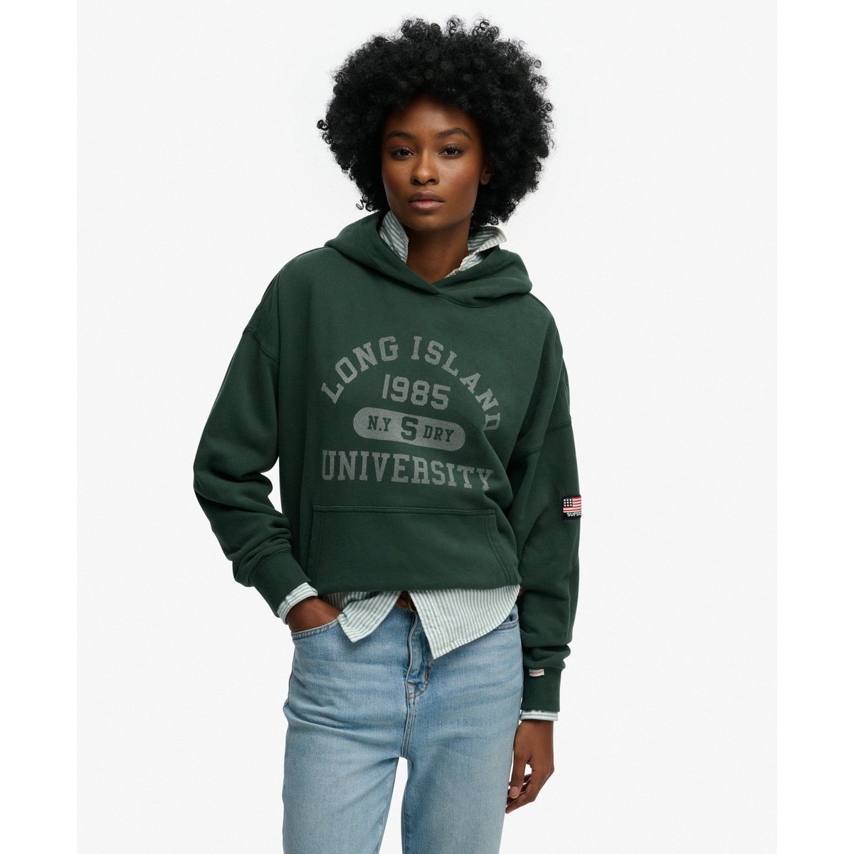 Sweat à capuche Athletic Essentials Décontracté vert émail, SUPERDRY