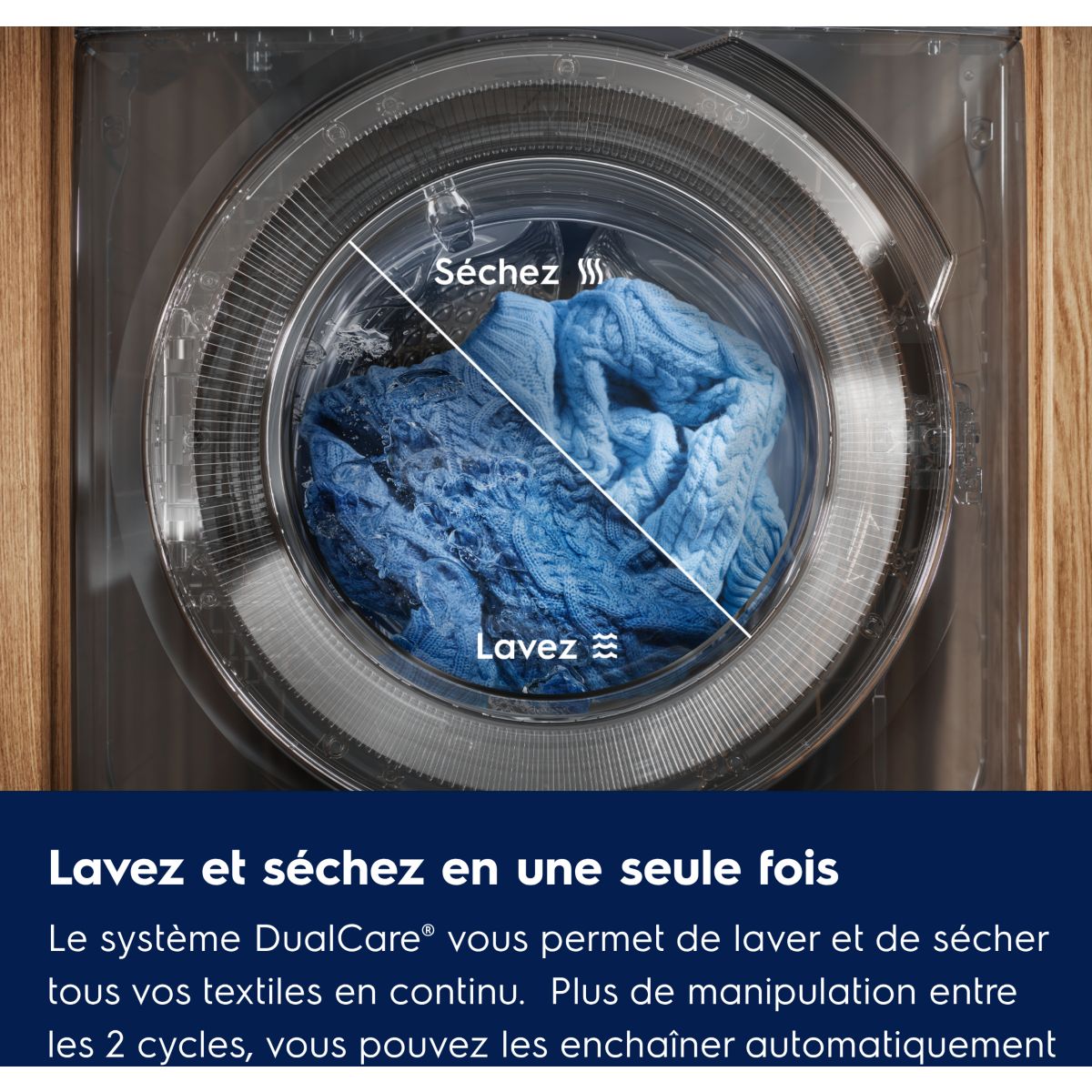 Lave linge séchant hublot EW7W4951EB couleur unique, ELECTROLUX