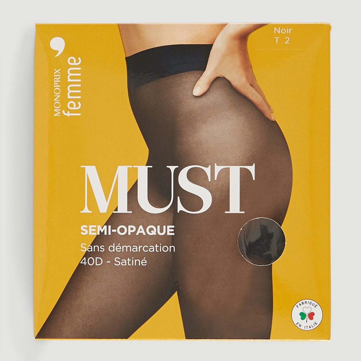 Collant semi-opaque sans démarcation, brun noir, MONOPRIX
