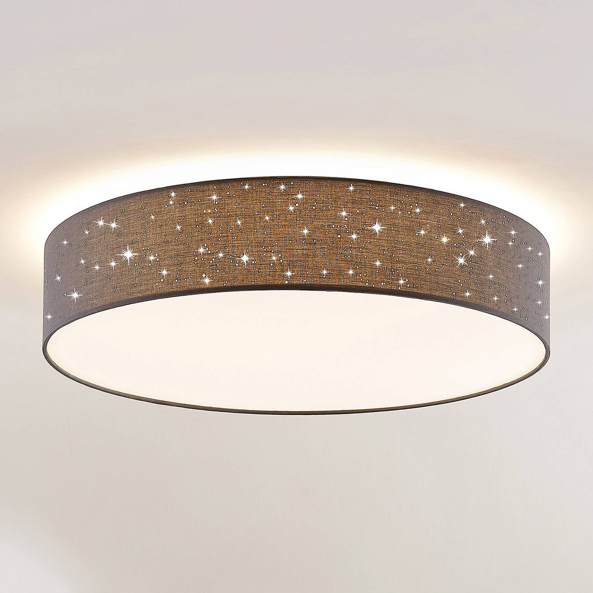 Plafonnier en textile moderneLED, Ellamina anthracite, LINDBY