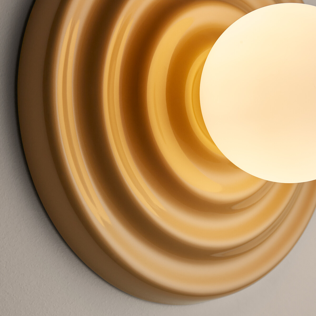 Wand- of plafondlamp, keramiek en opaline glas, diameter 24,5 cm, HOLI zand, LA REDOUTE INTERIEURS