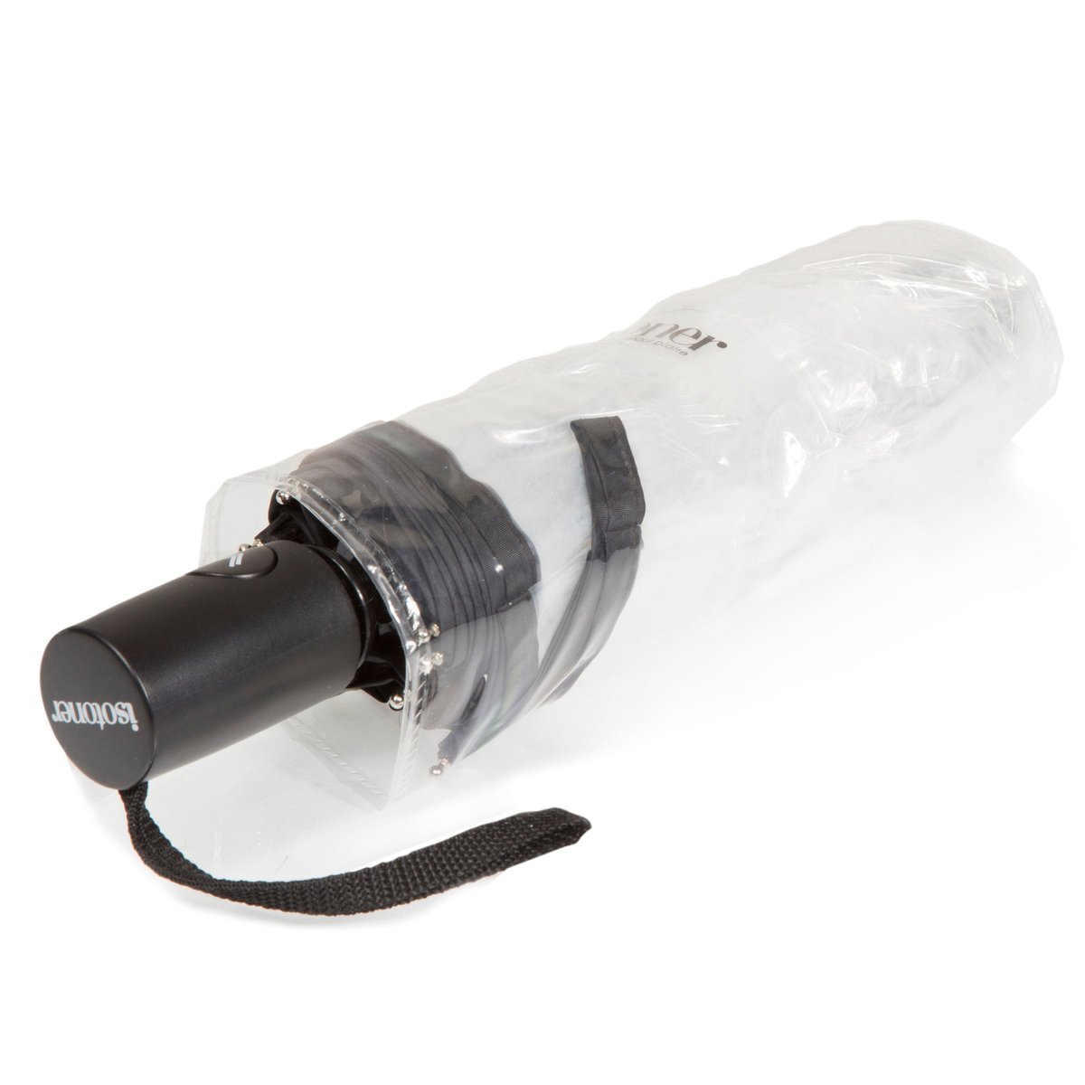 Parapluie transparent pvc/noir, ISOTONER