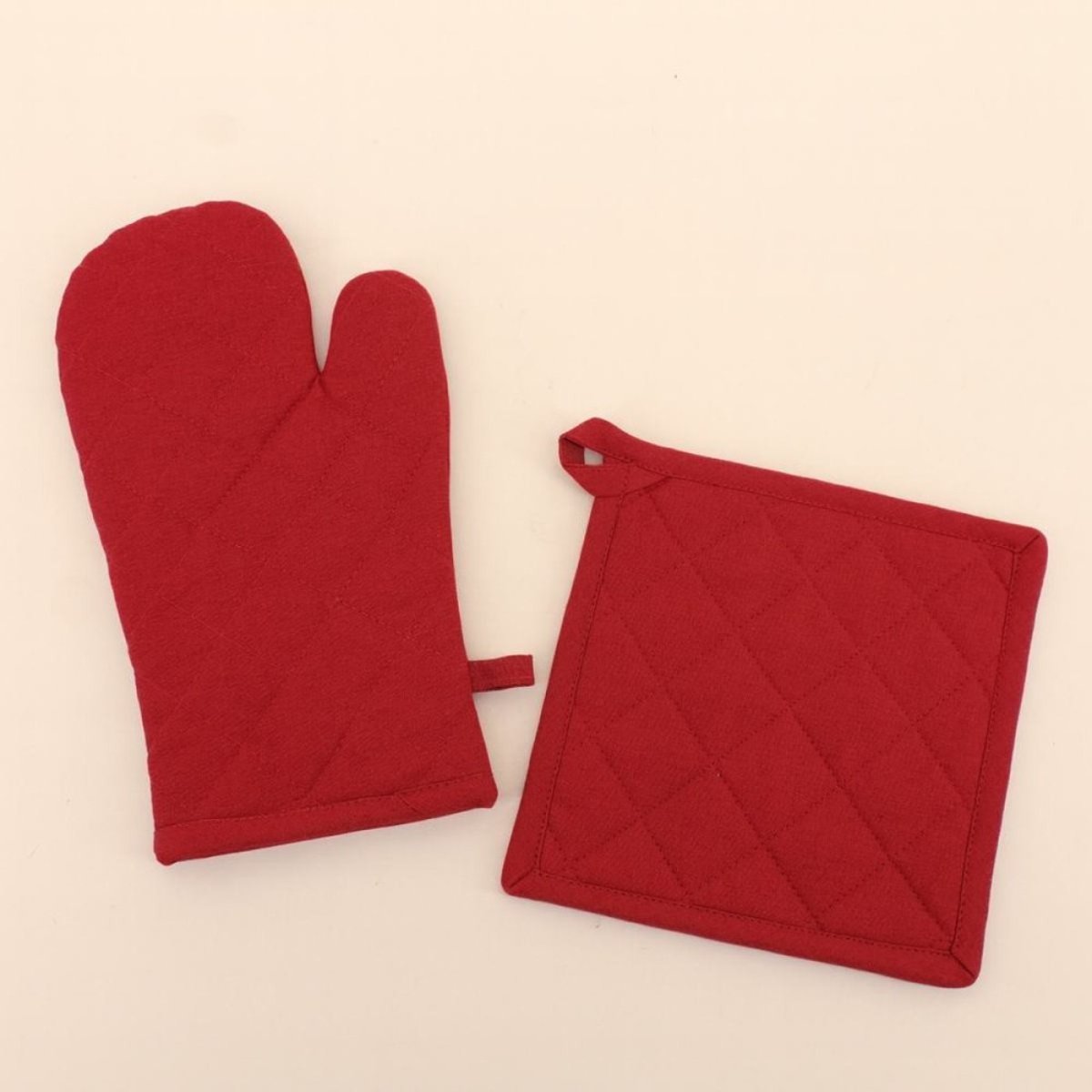 Set gant + manique 100% coton rouge, ORNAMI