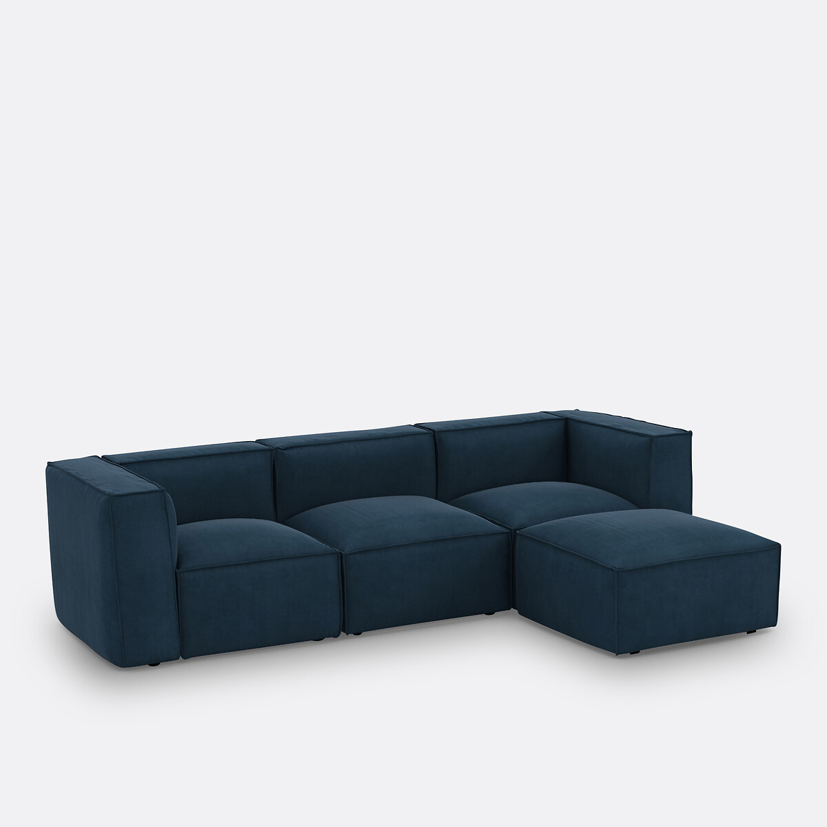 Elément chauffeuse pour canapé modulable, en velours côtelé fines côtes, SEVEN bleu, LA REDOUTE INTERIEURS