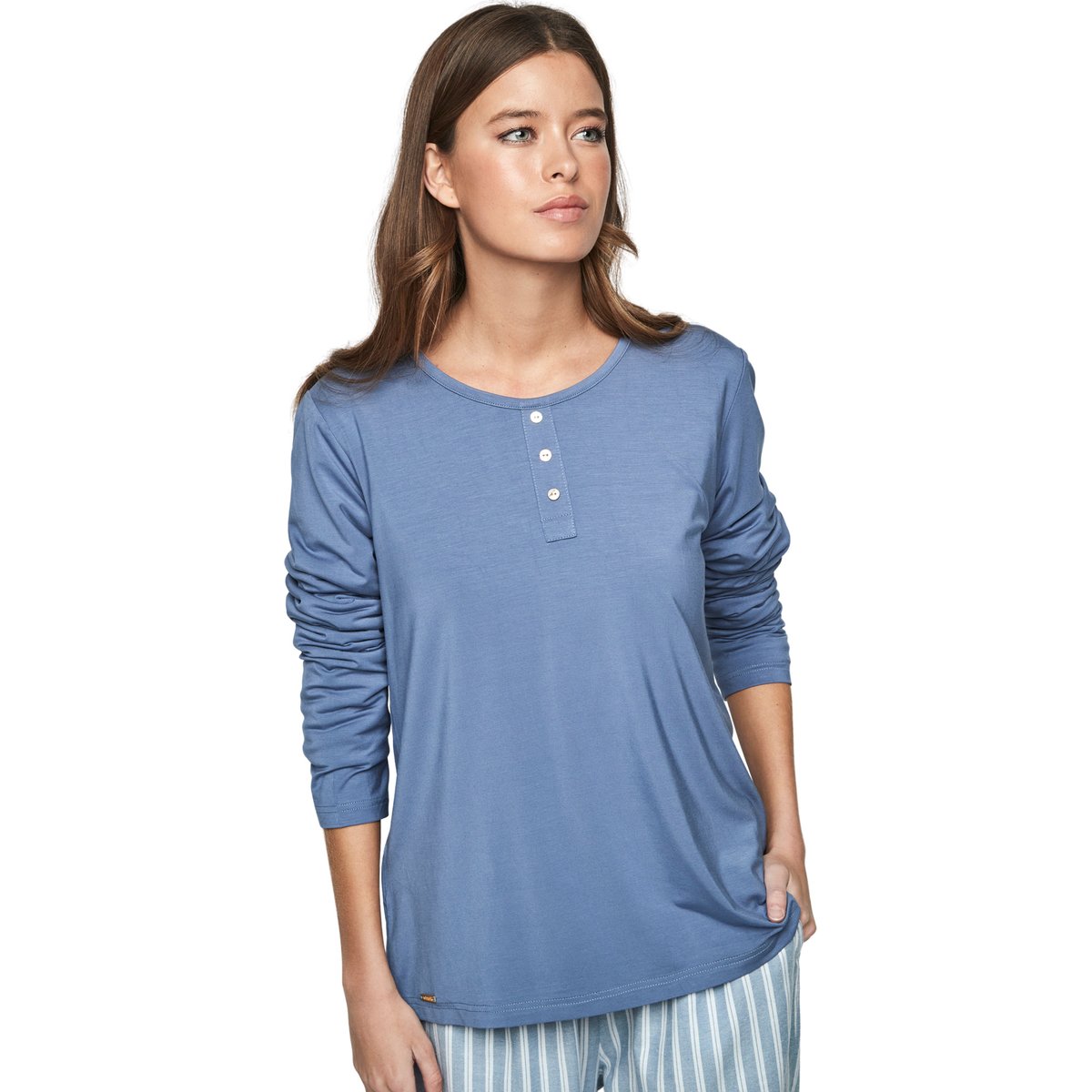 Pyjama pantalon top manches longues P105 OXFORD bleu, SELMARK