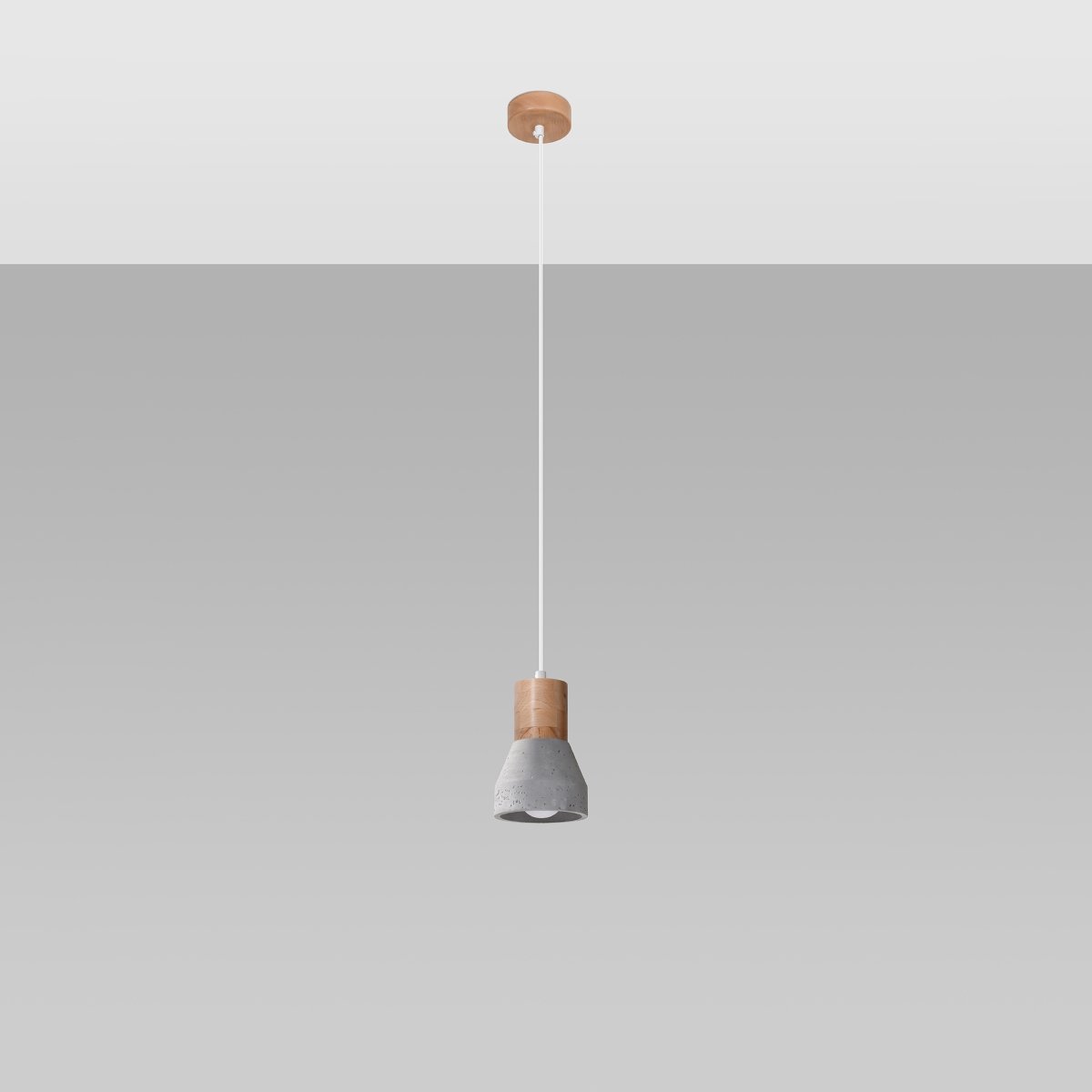 Suspension Béton Gris/Bois Naturel E27 1 Qubic gris, EDEN