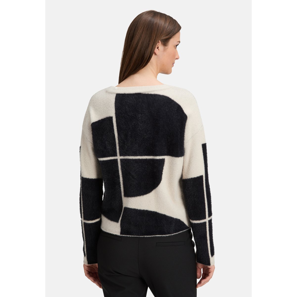 Pull-over en maille à motif jacquard noir/blanc, BETTY & CO