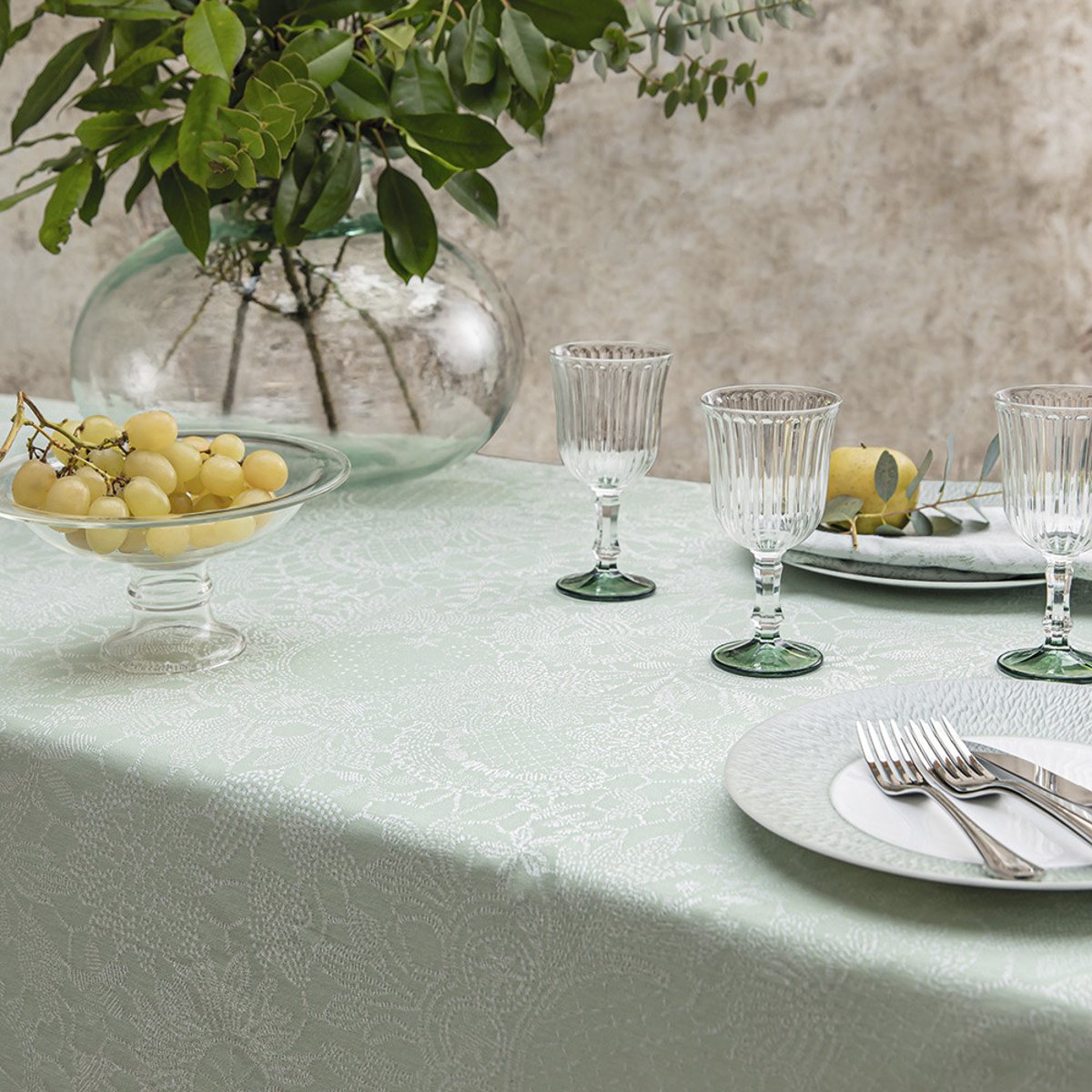 Serviette pur coton MILLE GUIPURES jade, GARNIER THIEBAUT
