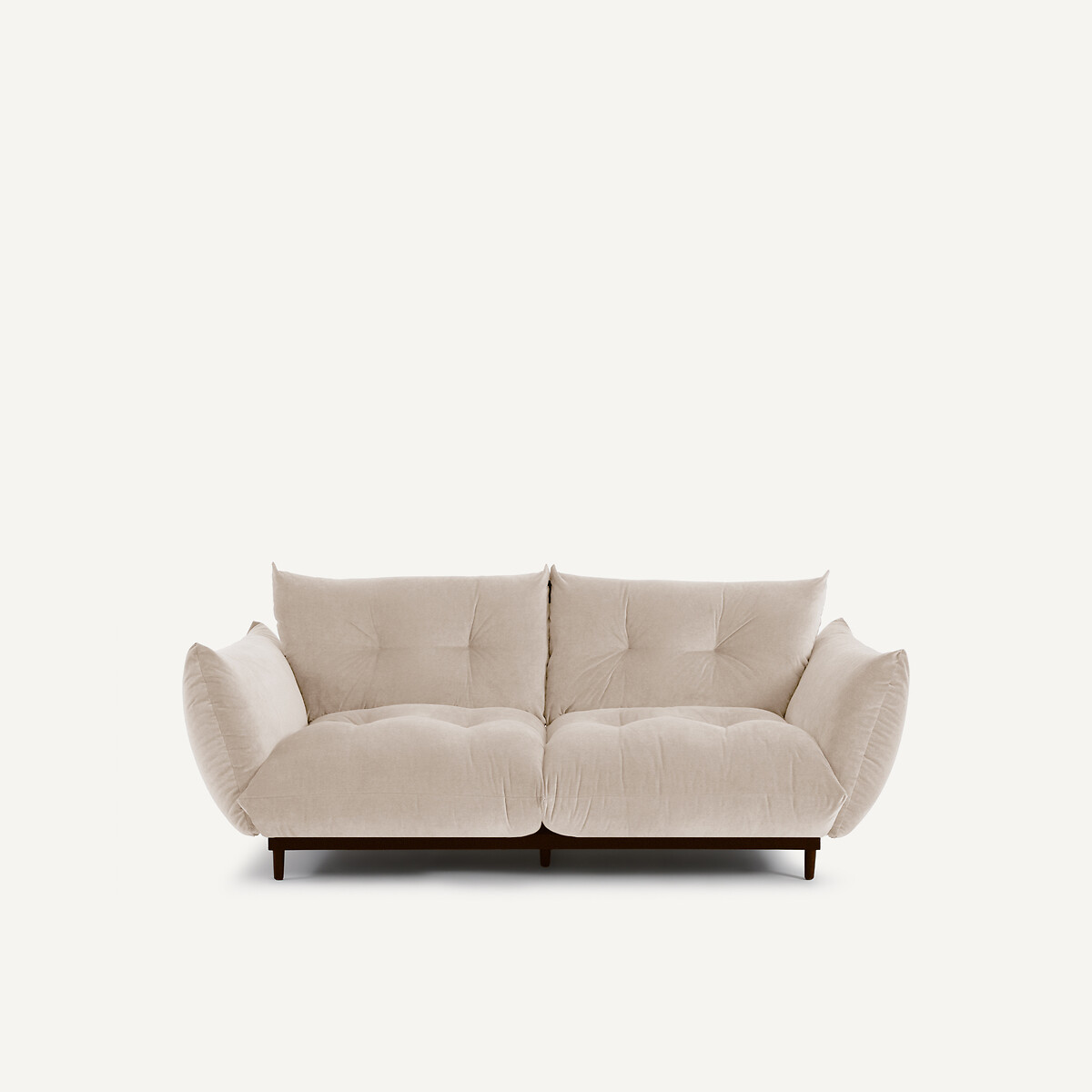 Canapé compact, 3 places, en velours stone, VITORIA avoine, AM.PM