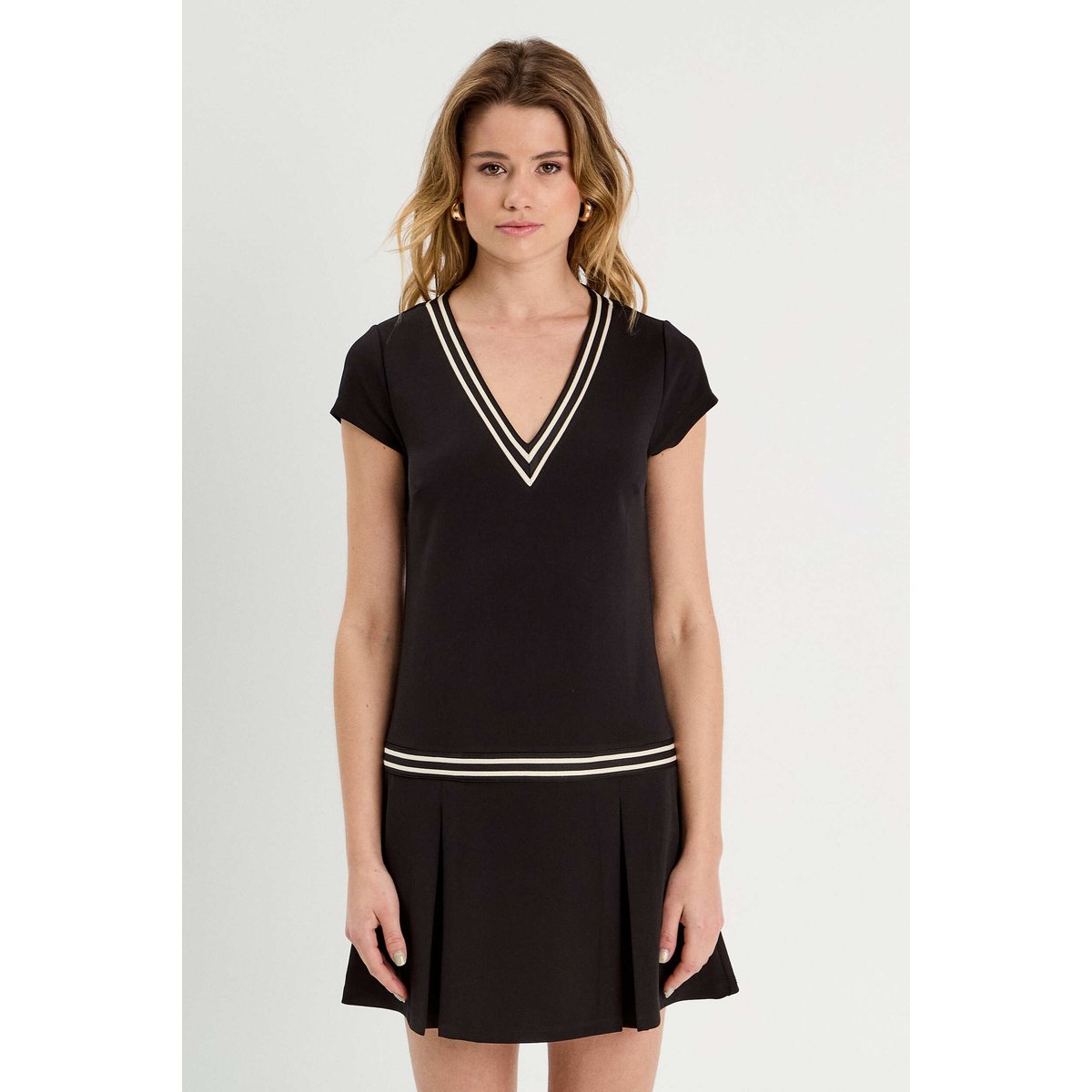 Robe évasée avec bandes noir, CACHE CACHE
