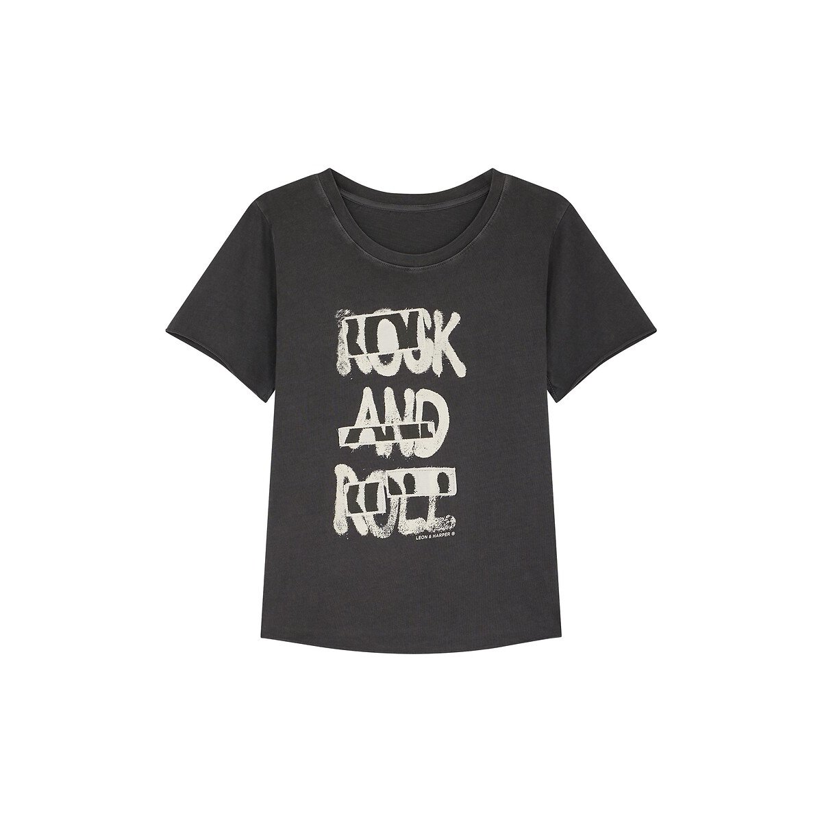 Toro Printed T-Shirt with Short Sleeves and Crew Neck carbon, LEON & HARPER
