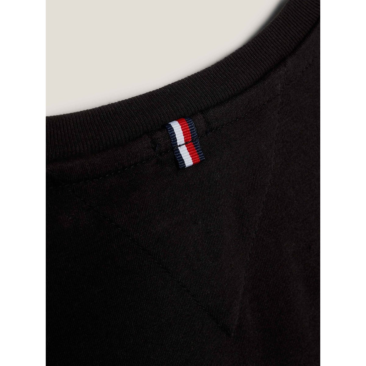 Camiseta de algodón, cuello redondo antracita, TOMMY HILFIGER