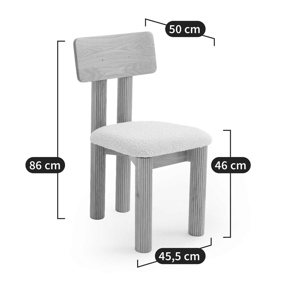 Chaise chêne et bouclette, Desna naturel, LA REDOUTE INTERIEURS