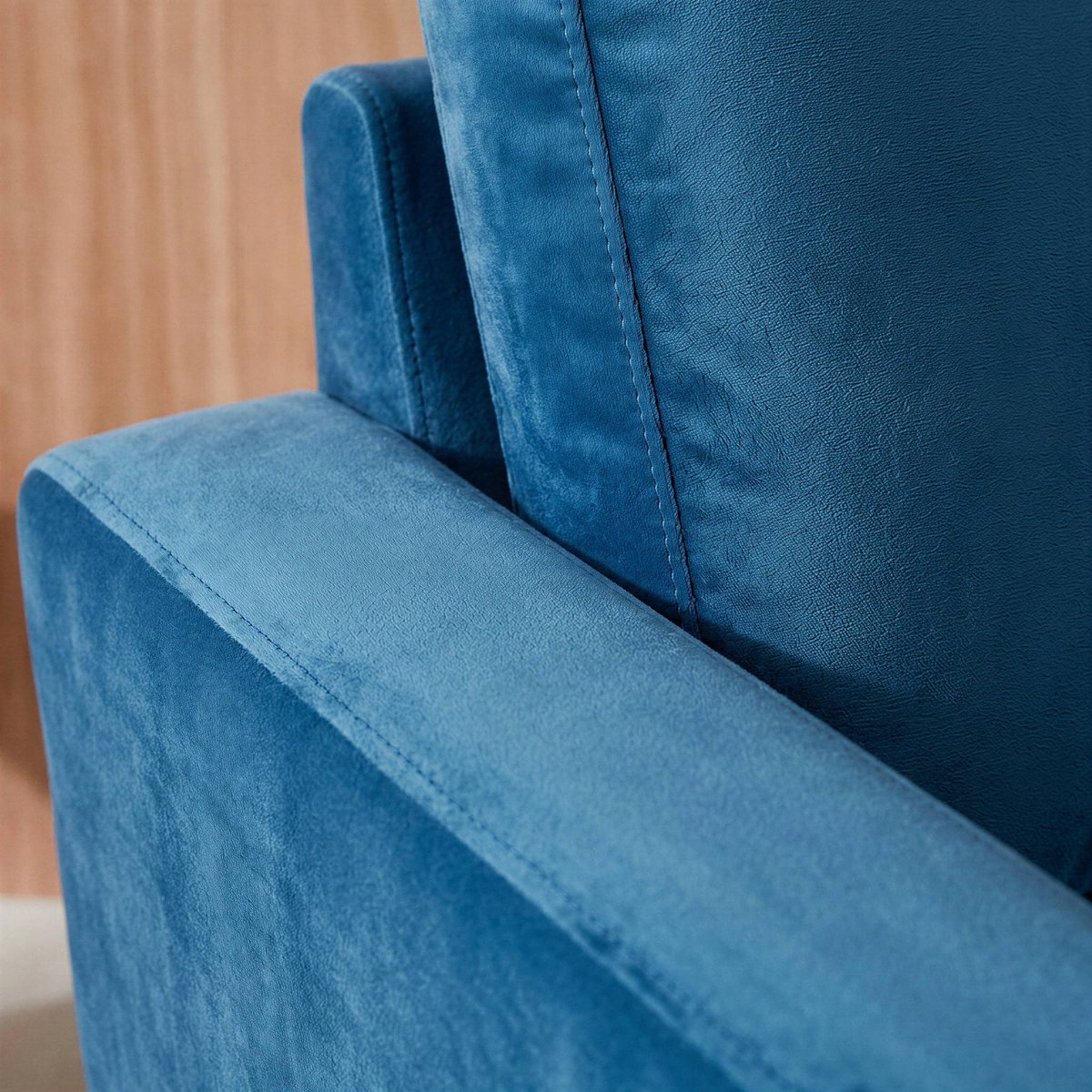 Fauteuil vintage bois d'hévéa velours BJORN vert anglais, SWEEEK