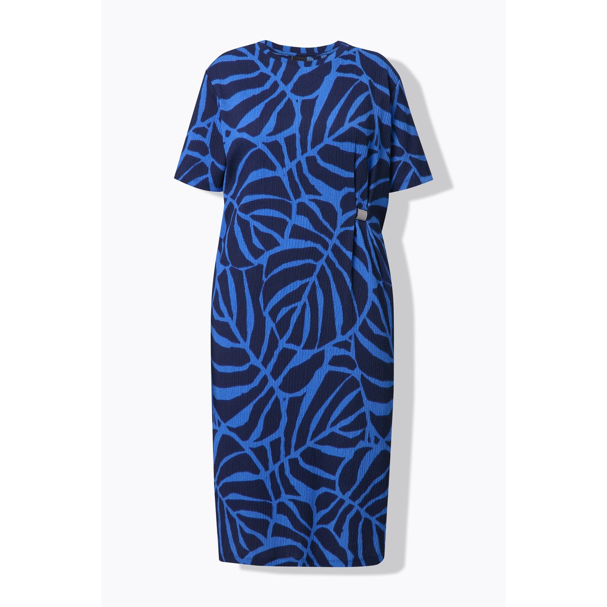Robe midi oversize, motif feuilles marine, ULLA POPKEN