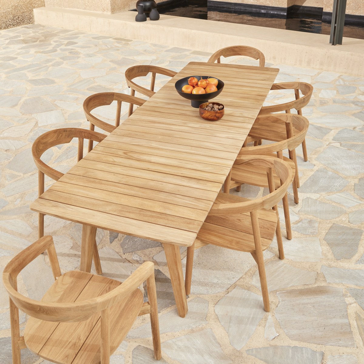 Table de jardin en Teck massif, ANTIONI naturel, TIKAMOON