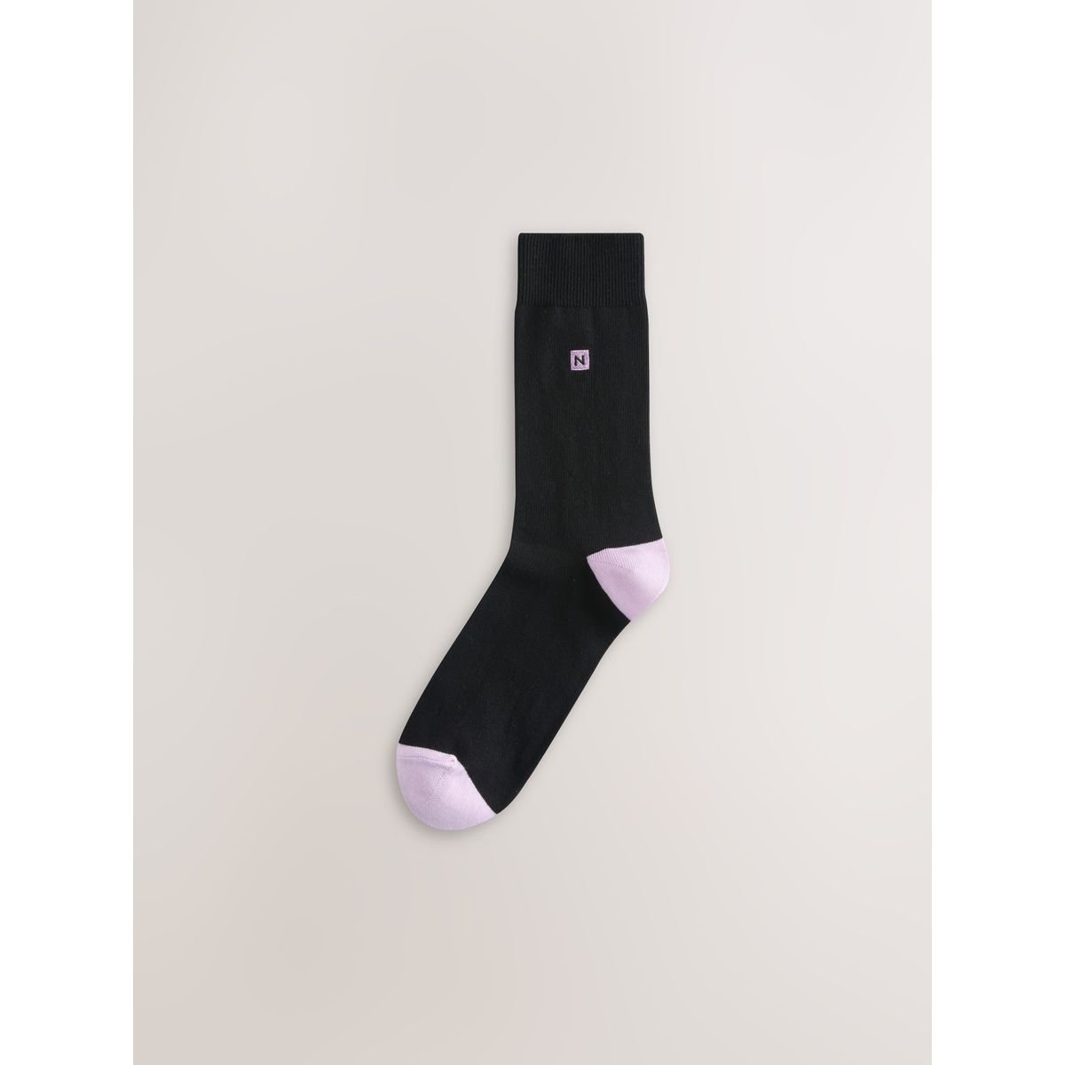 Chaussettes à logo n/talon coloré, 5 paires noir, NEXT