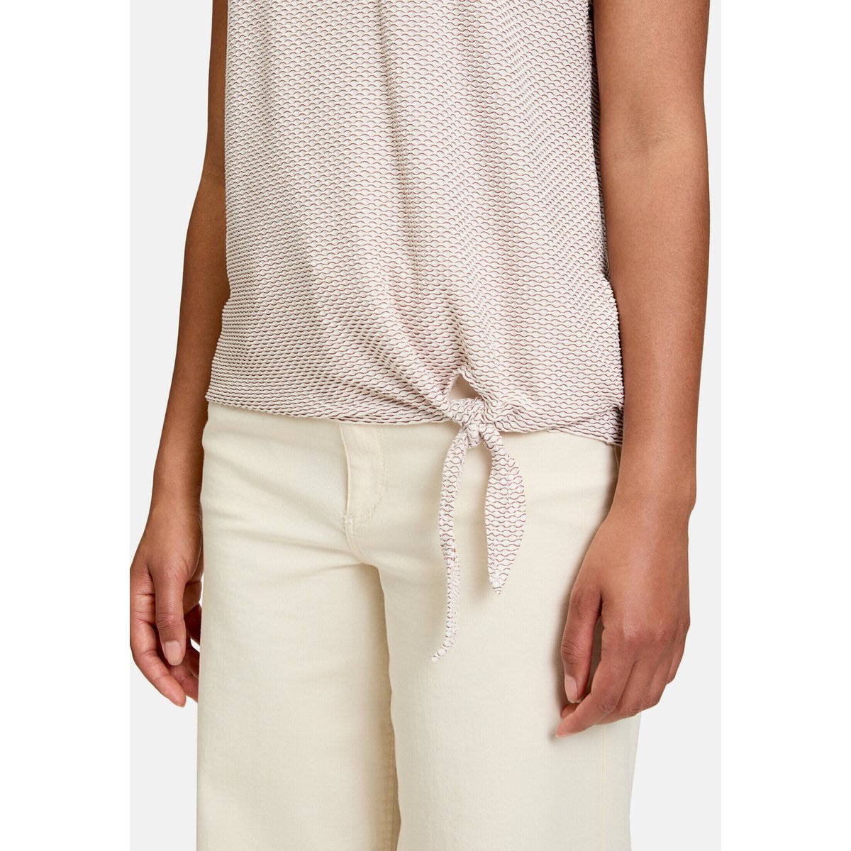 Haut casual de texture ondulée blanc/marron, BETTY & CO