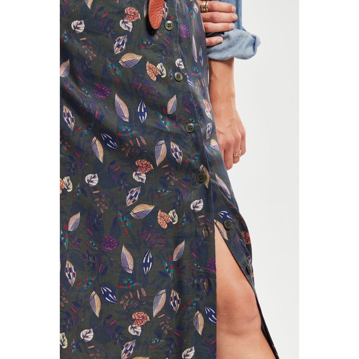 Jupe longue Flavie feuillage automnal, TERRE & MER