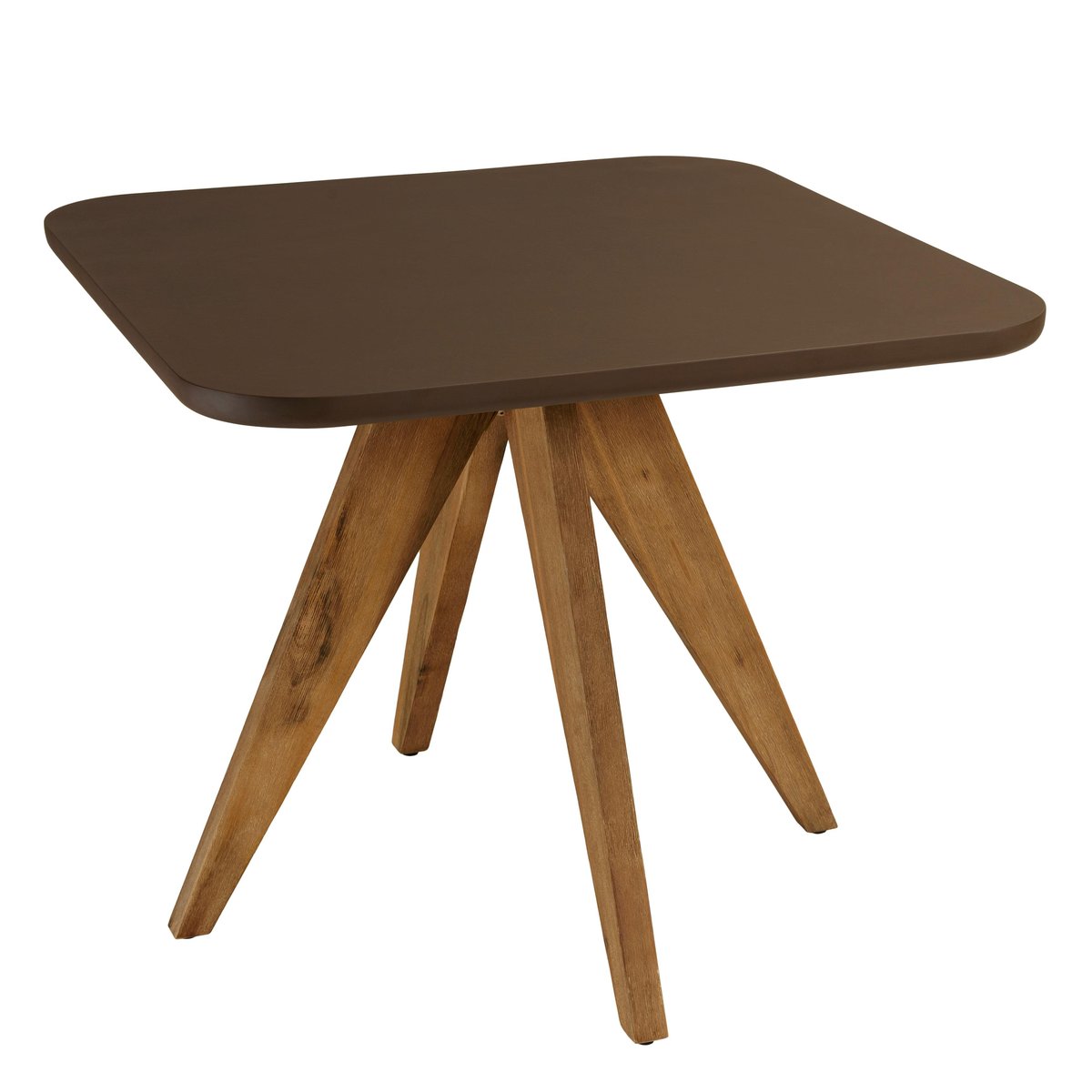 Table à manger carrée 90 cm effet béton marron pied bois d'acacia CALVI marron, PIER IMPORT
