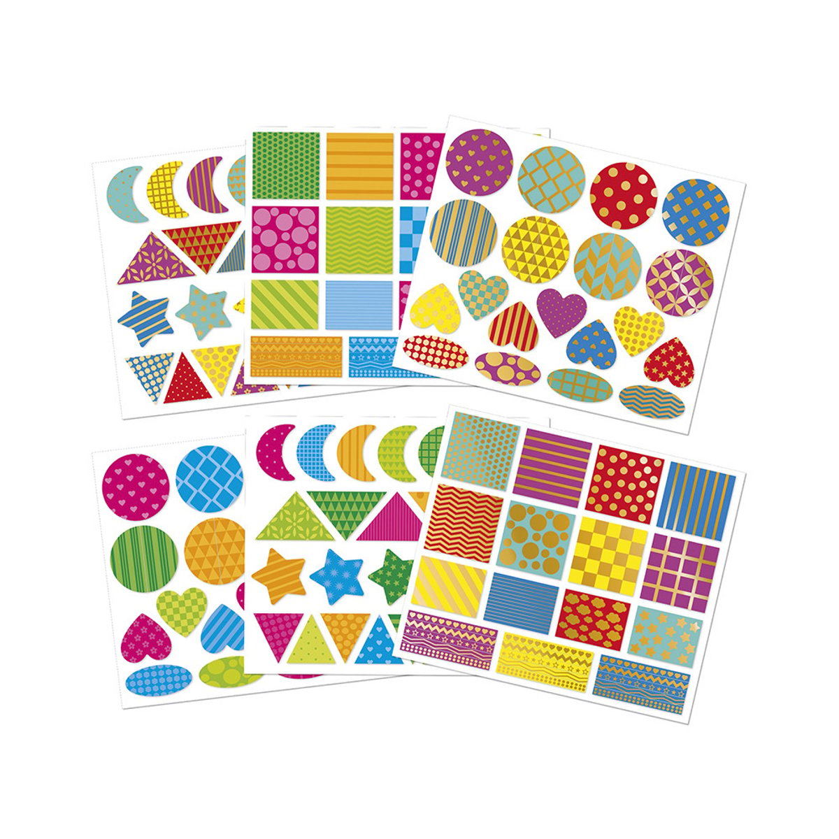 150 Stickers En Planches Formes Géométriques couleur unique, JANOD