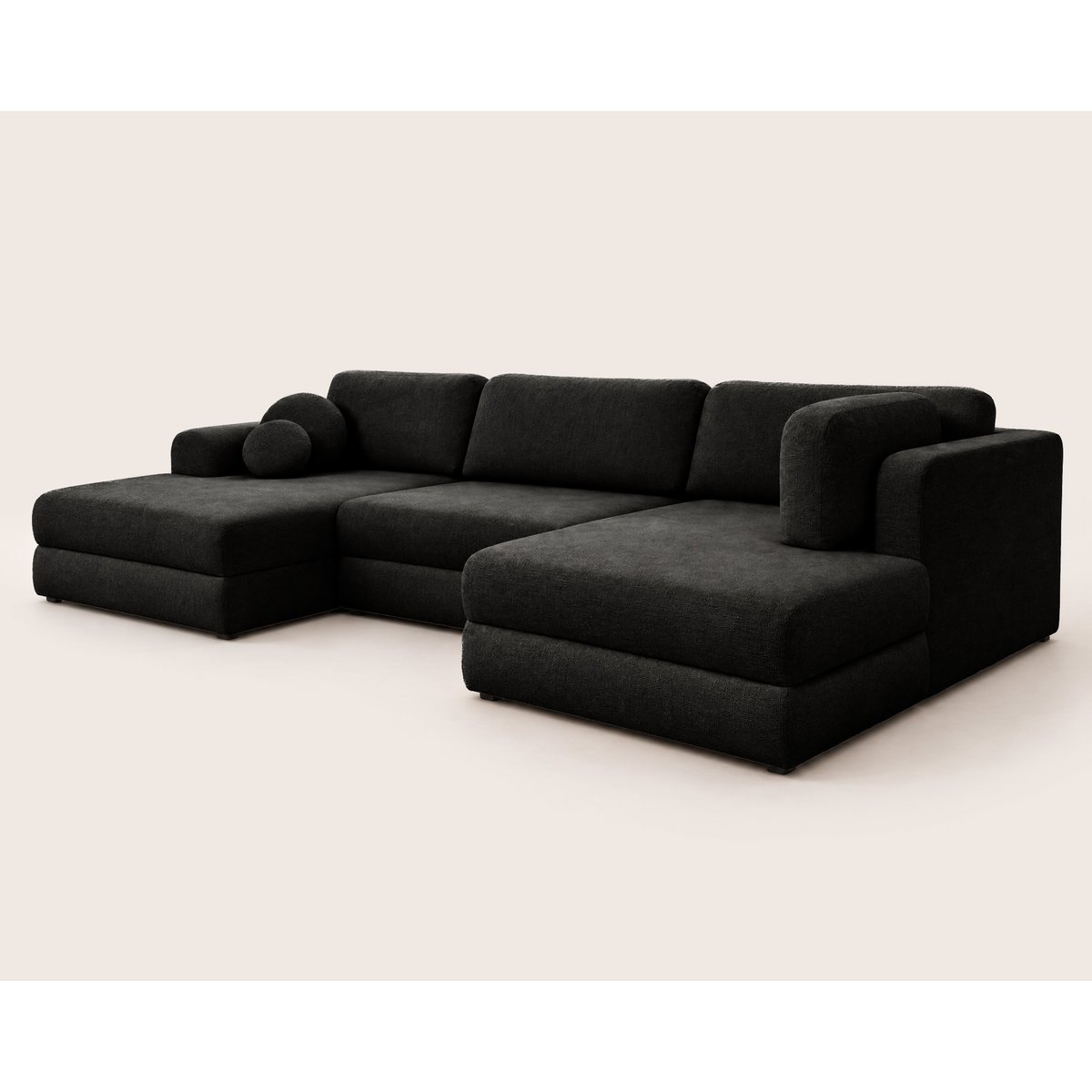 Canapé panoramique en U 7 places convertible avec, APRIL noir, BEST MOBILIER