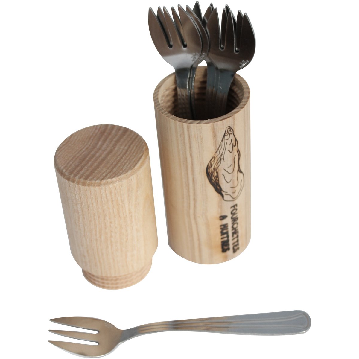 Set De 6 Fourchettes À Huîtres Avec Fourreau beige, ROGER ORFEVRE