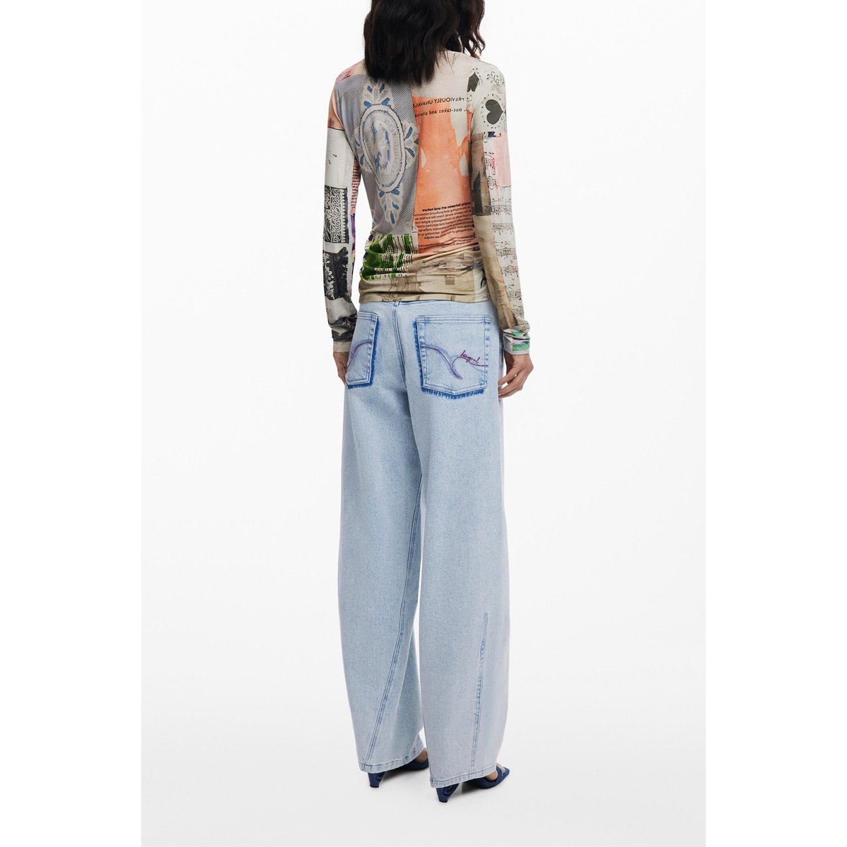 T-shirt froncée Collage multicolore, DESIGUAL