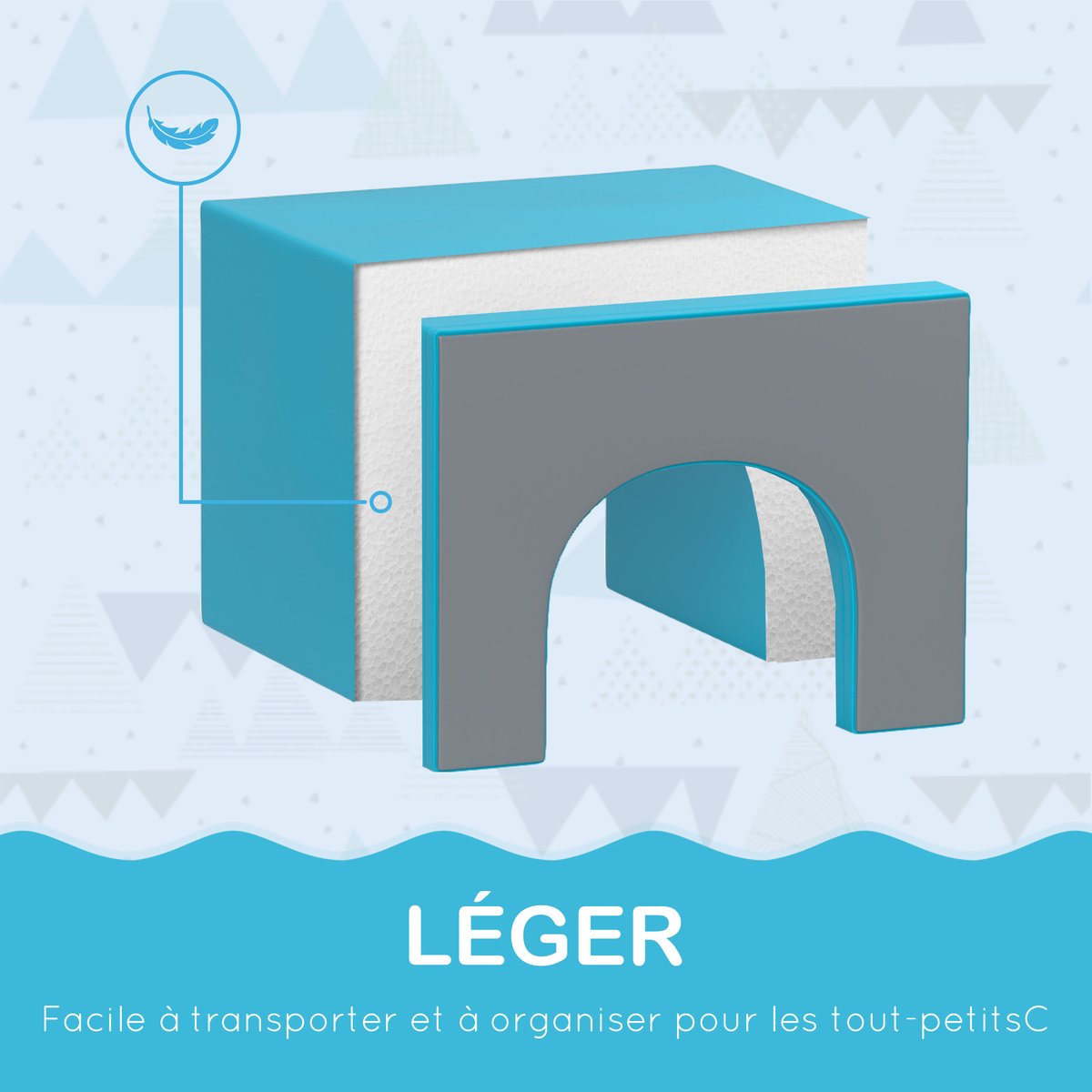 Ensemble de jeux mous pour enfants Revêtement bleu, HOMCOM