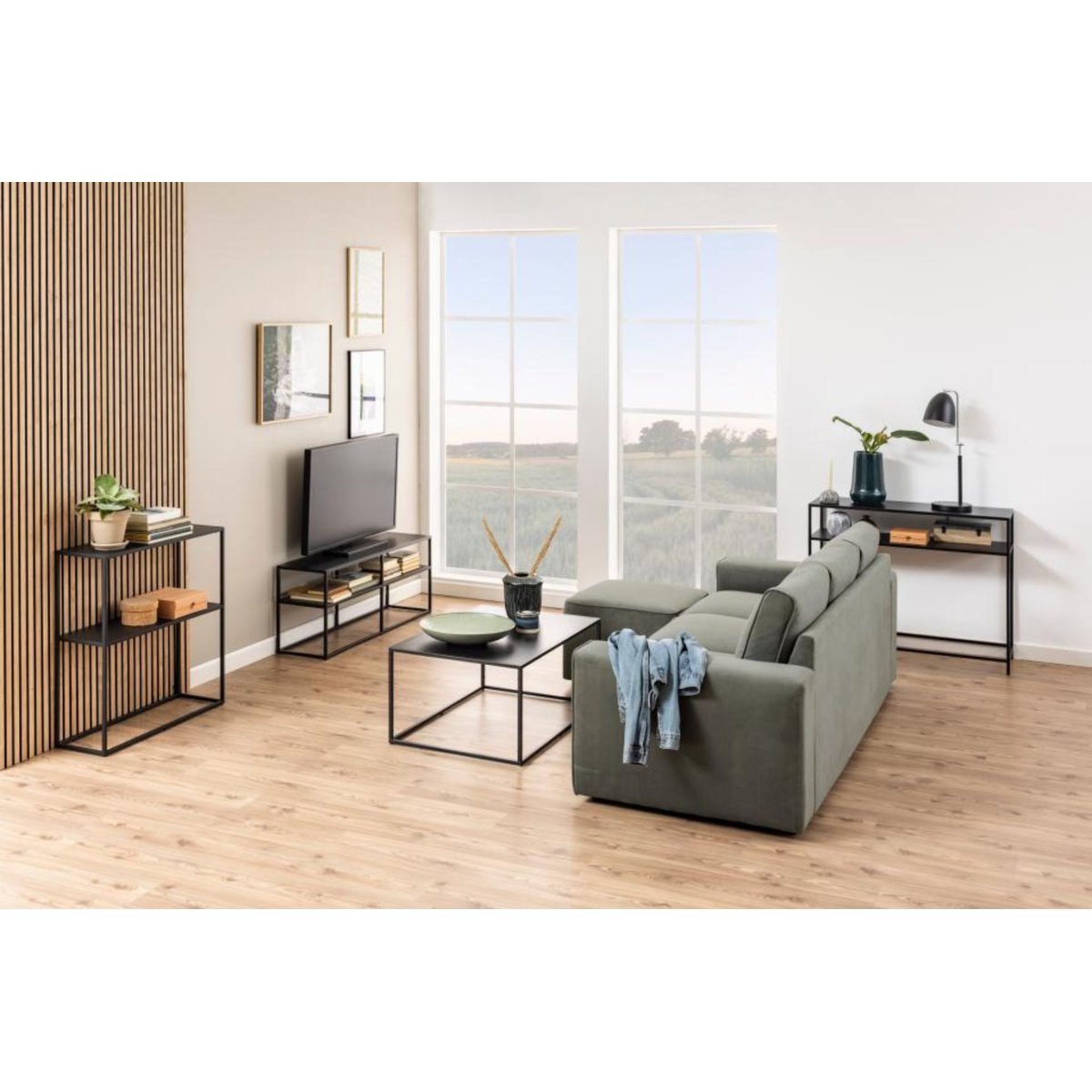 Console rectangulaire double plateau en métal noir L100 - CASSIA noir, HELLIN, DEPUIS 1862