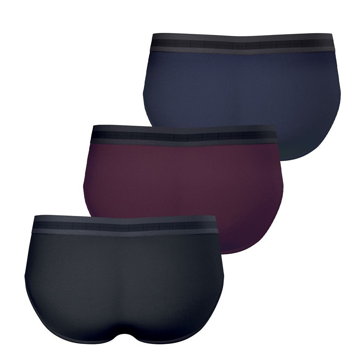 Set van 3 herenslips Exception Eminence zwart + bordeaux + blauw, EMINENCE