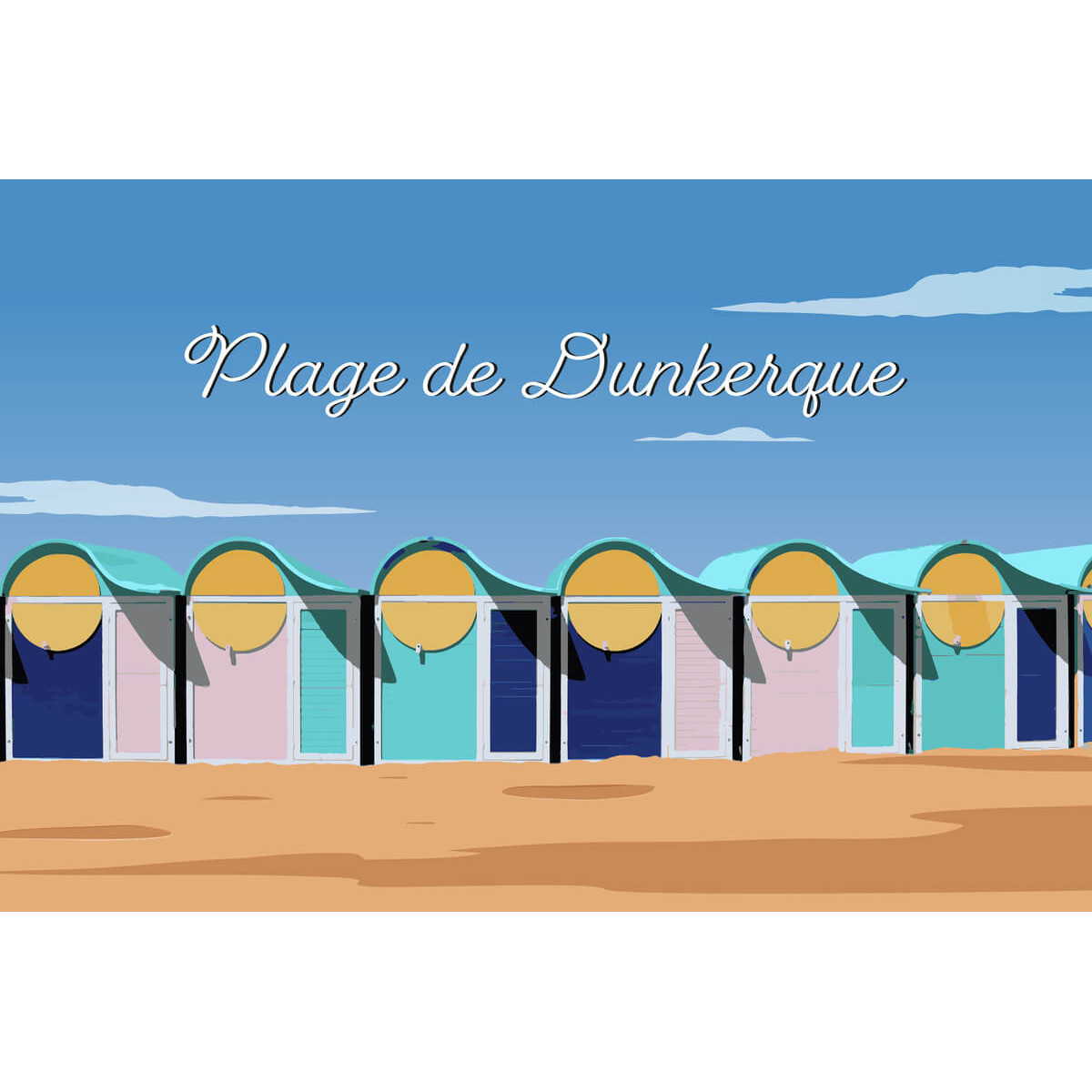 Tableau Mural Illustration Plage De Dunkerque PLAGE multicolore-fibres de bois, CEANOTHE