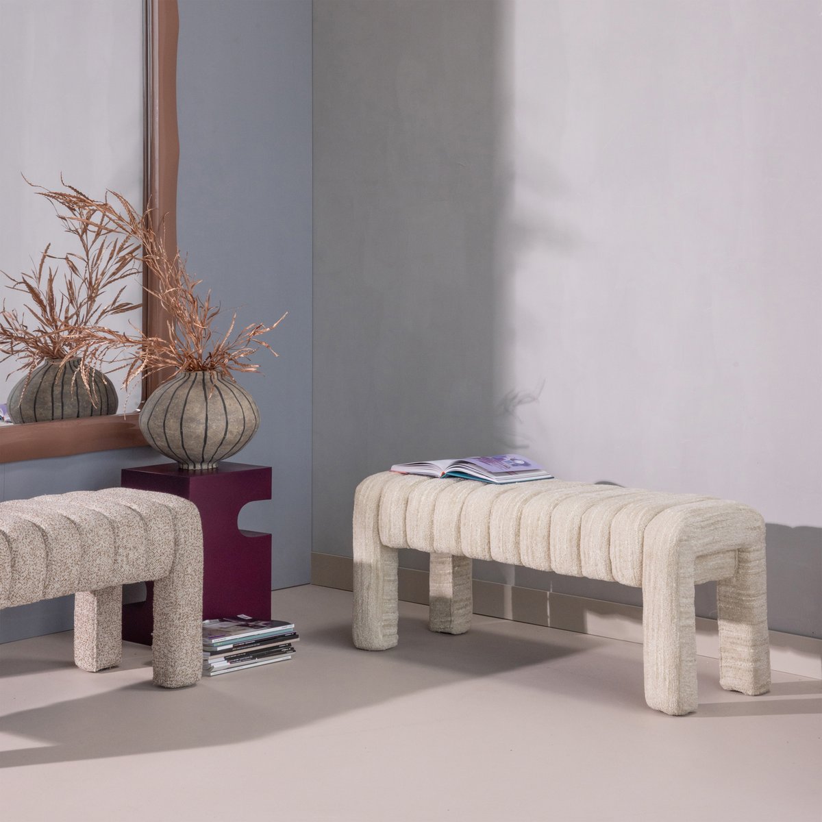 Banc en bouclé FREX naturel, WOOOD