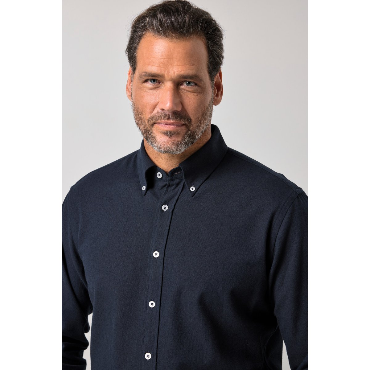 Chemise en flanelle, manches longues bleu foncé, JP1880