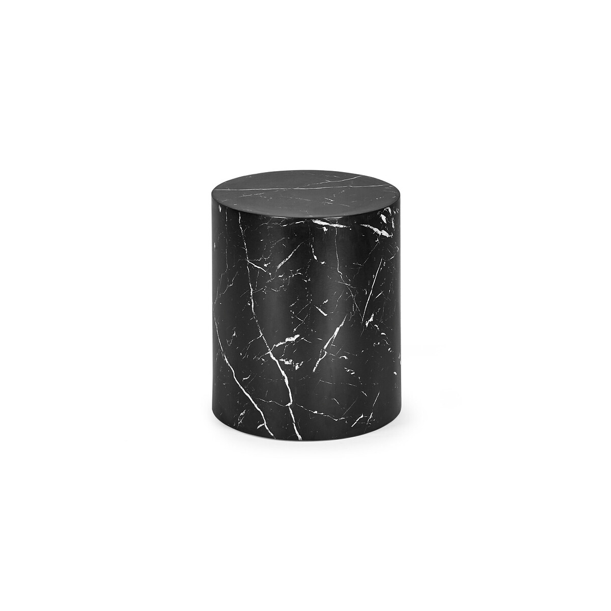 Tova Marble Effect Nesting Drum Side Tables (Set of 2) black marble, SO'HOME