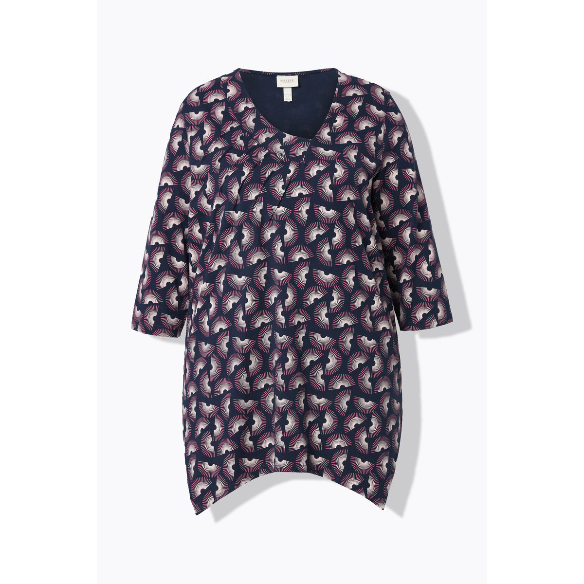 T-shirt long en coton bio marine, ULLA POPKEN