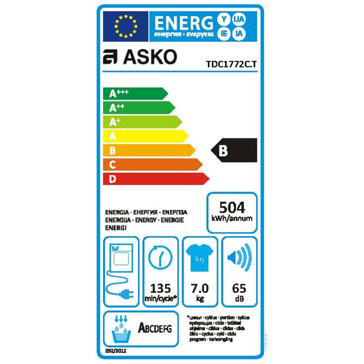 Sèche linge professionnel TDC1772C.T PRO couleur unique, ASKO
