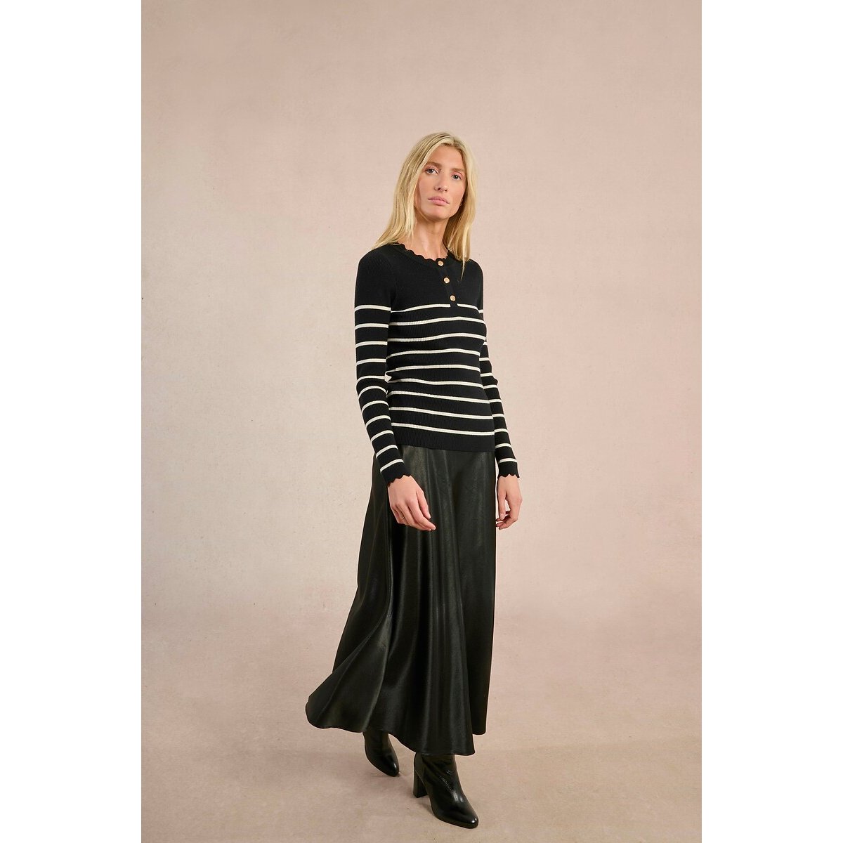 Fitted Striped Jumper black stripes, MOLLY BRACKEN