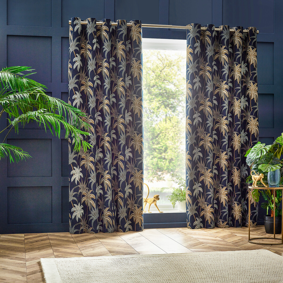 Galapagos Eyelet Curtains navy, WYLDER
