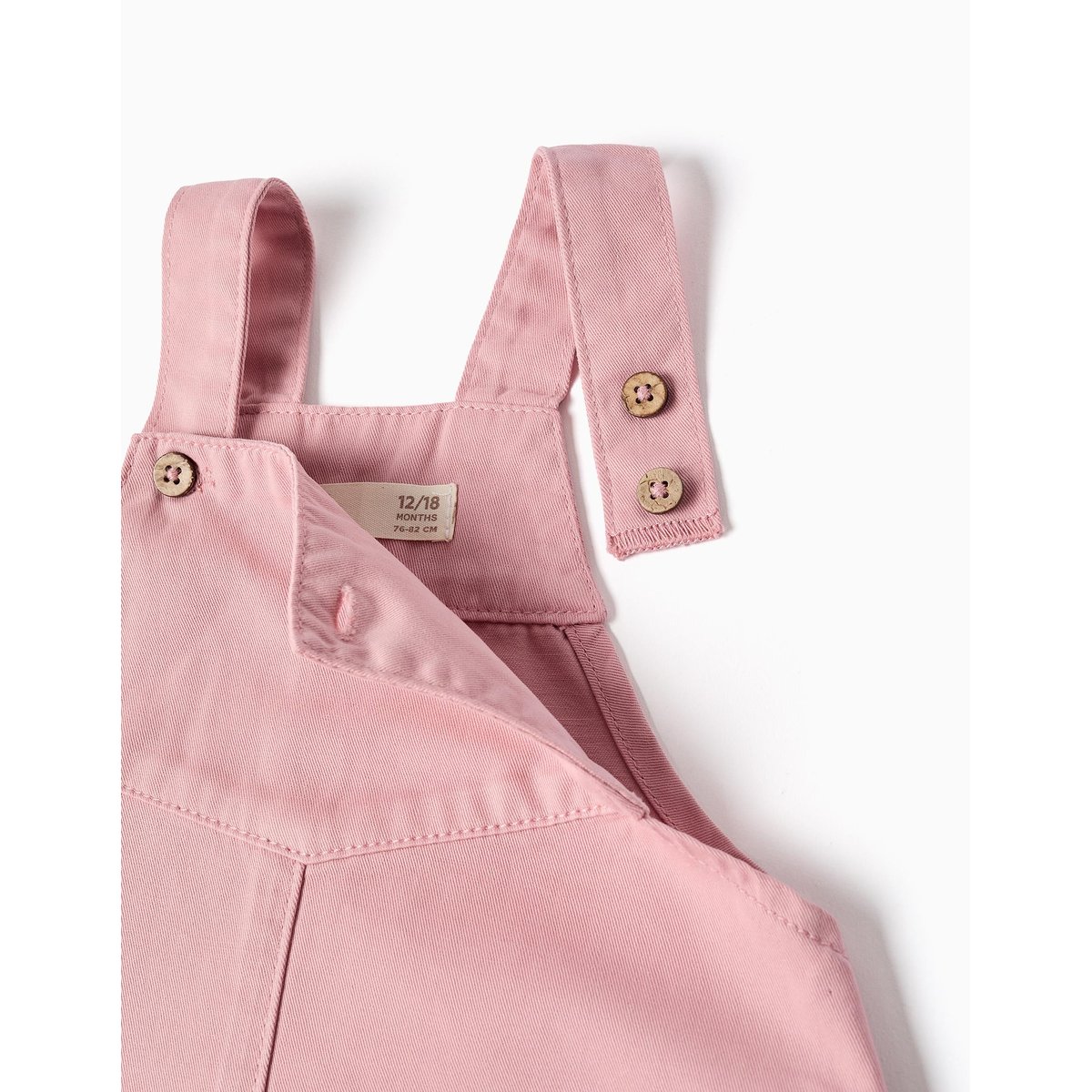 Robe salopette en sergé avec ourlet à volants rose clair, ZIPPY