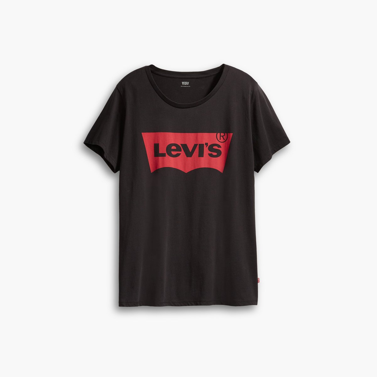 T-shirt met ronde hals, korte mouwen en print vooraan zwart, LEVI’S PLUS
