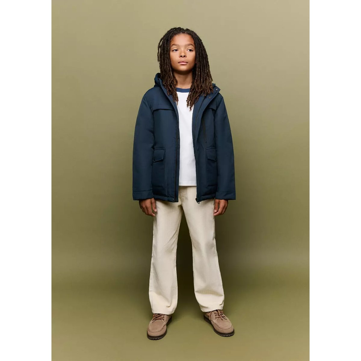 Anorak matelassé à poches bleu marine, MANGO KIDS